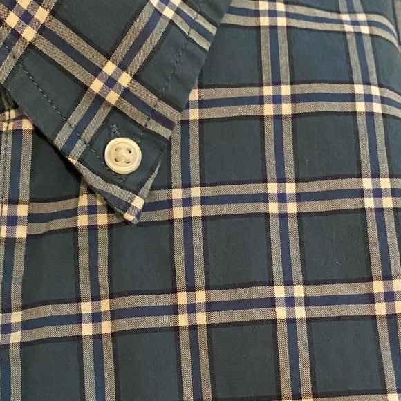 Men's Members Mark L long sleeve dress/ casual shirt. Blue green Cotton Poplin - Picture 3 of 4